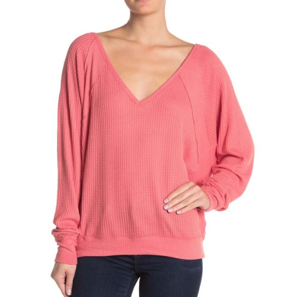 Free People Pink Oversized Top Long Sleeve Small - Picture 1 of 8